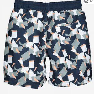 Vestige men's Medium, navy/grey geometric print swim trunks EUC.